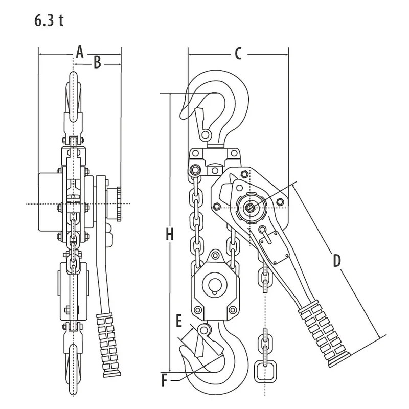 Palan à levier 6,3T ELEPHANT YA
