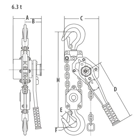 Palan à levier 6,3T ELEPHANT YA