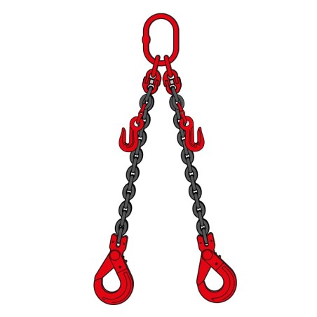 2-Leg Chain Sling with Self-Locking Hook and Shortening Clutch