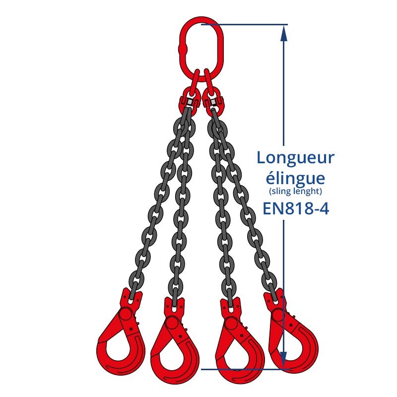 Chaine de levage 4 Brins Crochet Auto avec Raccourcisseur