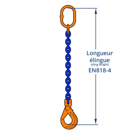 G100 1-Leg Lifting Chain with Self-Locking Hook and shortener