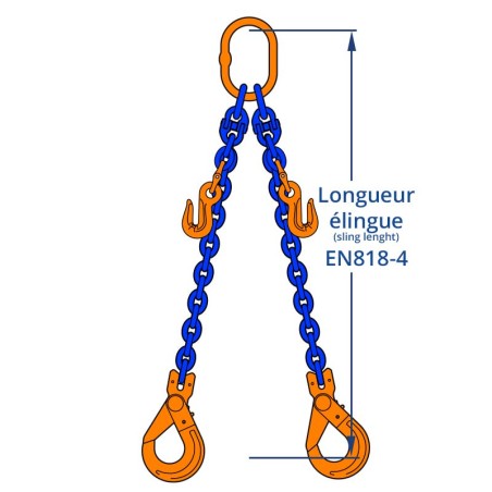 G100 2-Leg Chain Sling with Self-Locking Hook and shortener