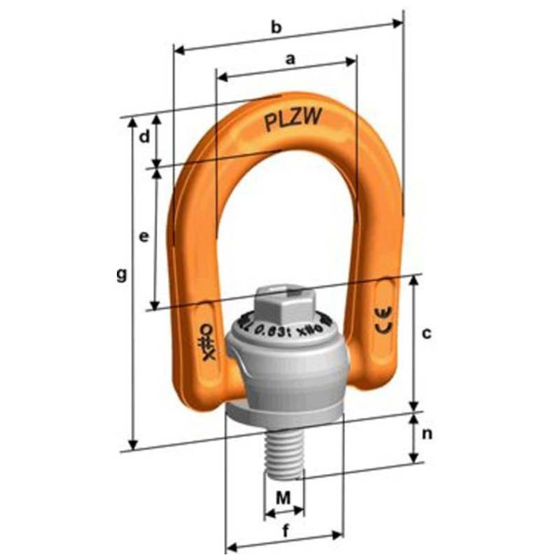 Anneau de levage à double articulation démontable dimension