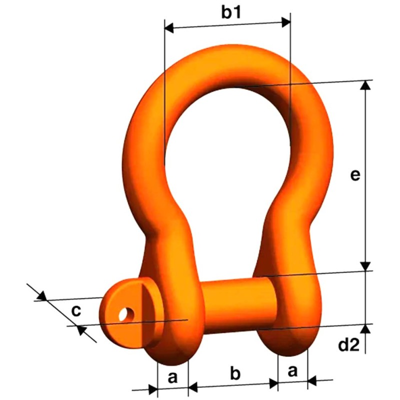 Manille lyre HR axe vissé Pewag dimensions