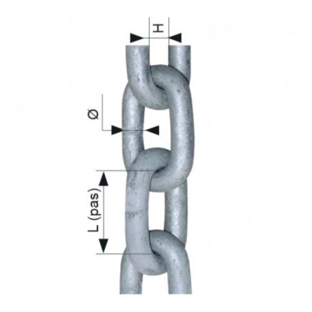 Chaine Liège Galvanisé caractéristique