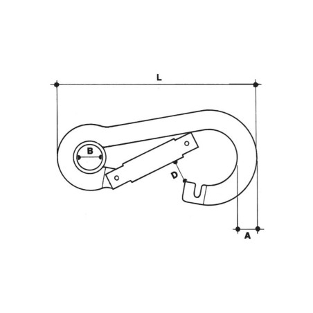 Mousqueton pompier Inox dimensions