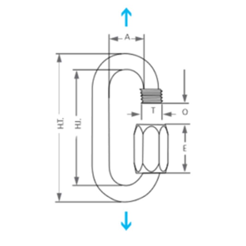 Maillon Rapide Inox Charge Marquée dimensions