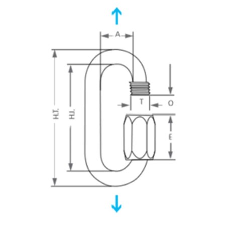 Maillon Rapide Inox Charge Marquée dimensions