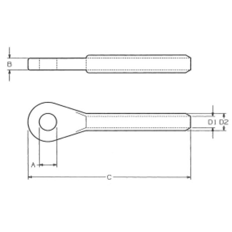 Dimensions Embout à œil à sertir Inox 316nsions