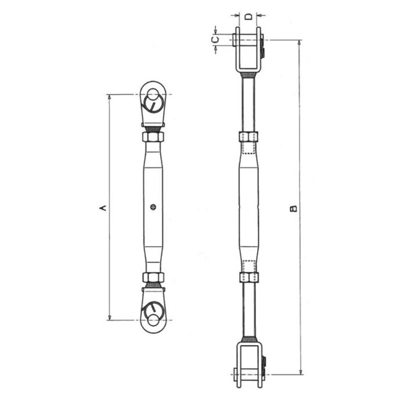 SST Turnbuckle with 2 forks for Wire Rope Ø3 to Ø9 mm | Marine Equipment Marseille