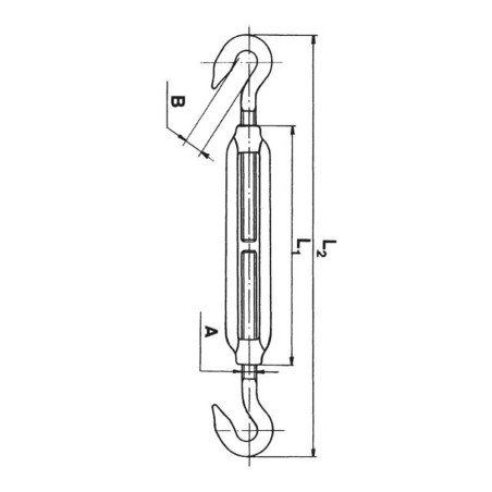 Stainless Steel Hook-to-Hook Turnbuckle 5Ø to Ø2 mm | Marine Equipment Marseille