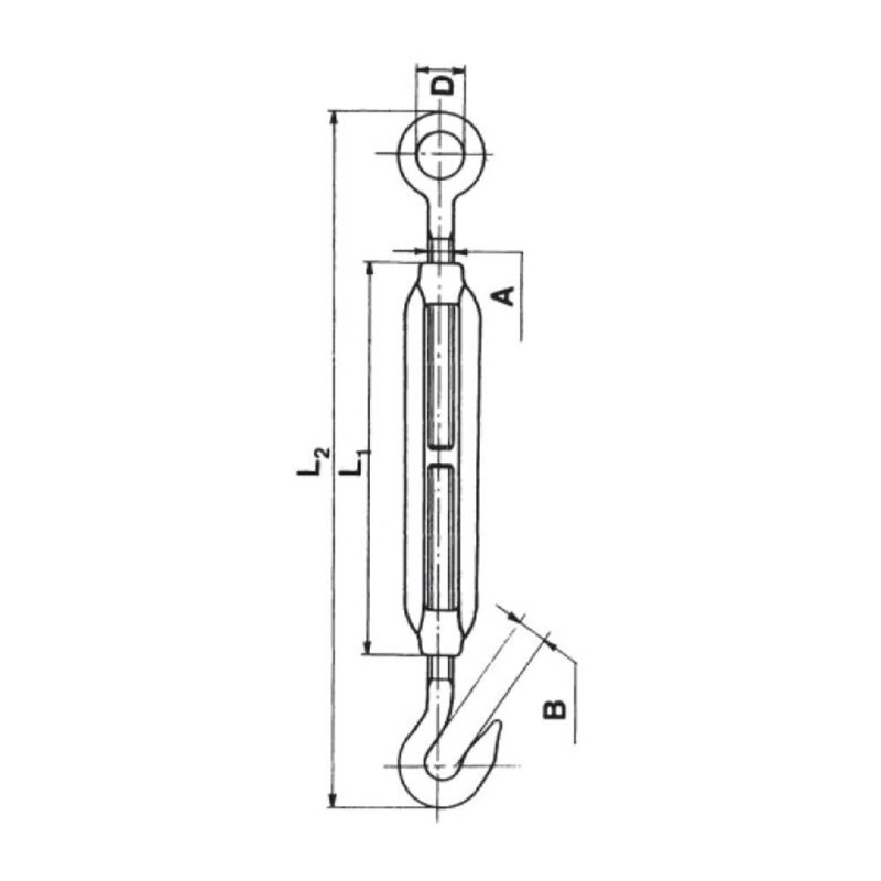 Stainless Steel 316 Turnbuckle Eye - Hook 5Ø to Ø8 mm | Marine Equipment Marseille