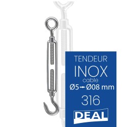 Stainless Steel 316 Turnbuckle Eye - Hook 5Ø to Ø8 mm | Marine Equipment Marseille