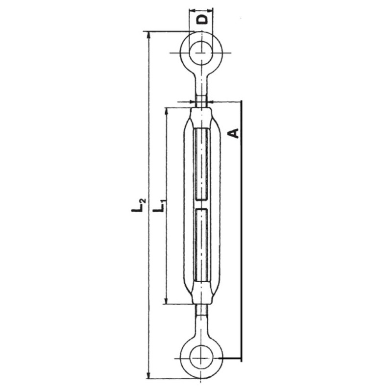 Tendeur œil œil Inox dimensions