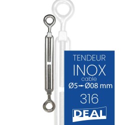 Stainless Steel 316 Turnbuckle Eye - Eye 4Ø to Ø12 mm | Marine Equipment Marseille