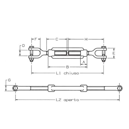 Dimensions tendeur à chape - chape Din 1480
