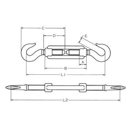DIN 1480 Hook-to-Hook Turnbuckle