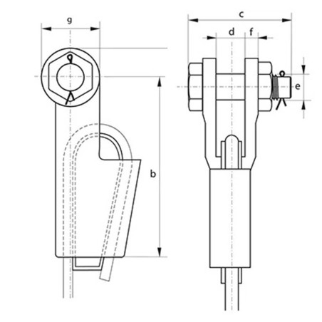 Green Pin G-6423 Open Wedge Socket CP | Detachable | For Wire Rope Ø 8 to 42 mm